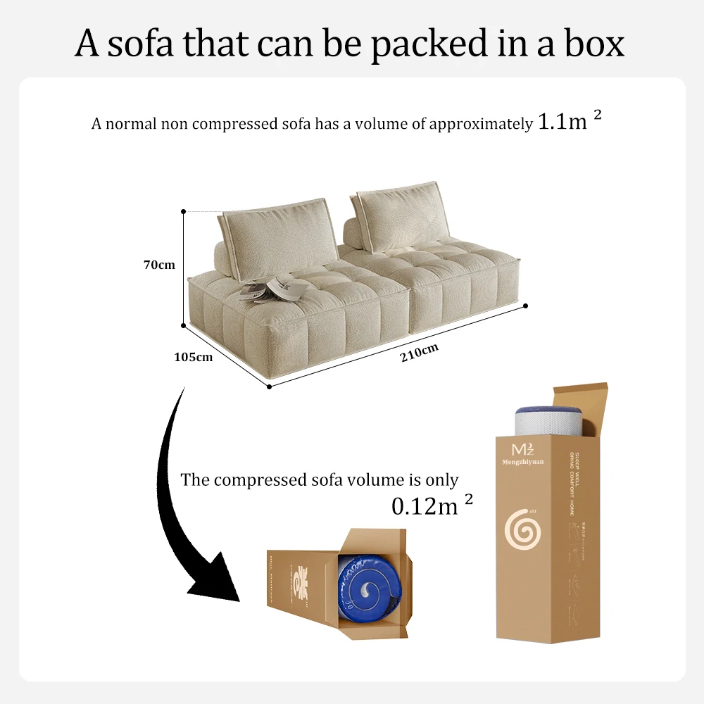 Modern Sectional Upholstered Living Room Furniture Memory Foam One Seat Box Vacuum Packed 45D High Density Sponge Sofa