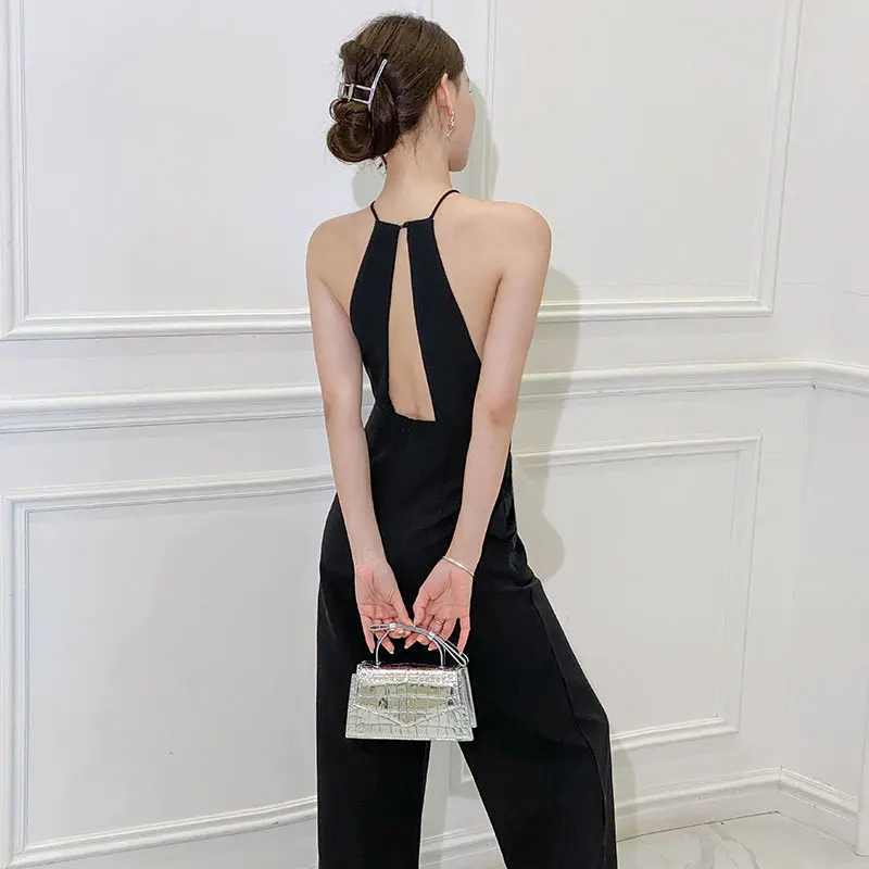 

Chic Fashion Black Jumpsuit Women Spring Summer High Waist Office Lady Jumpsuits Combinaison Femme Elegant Overalls