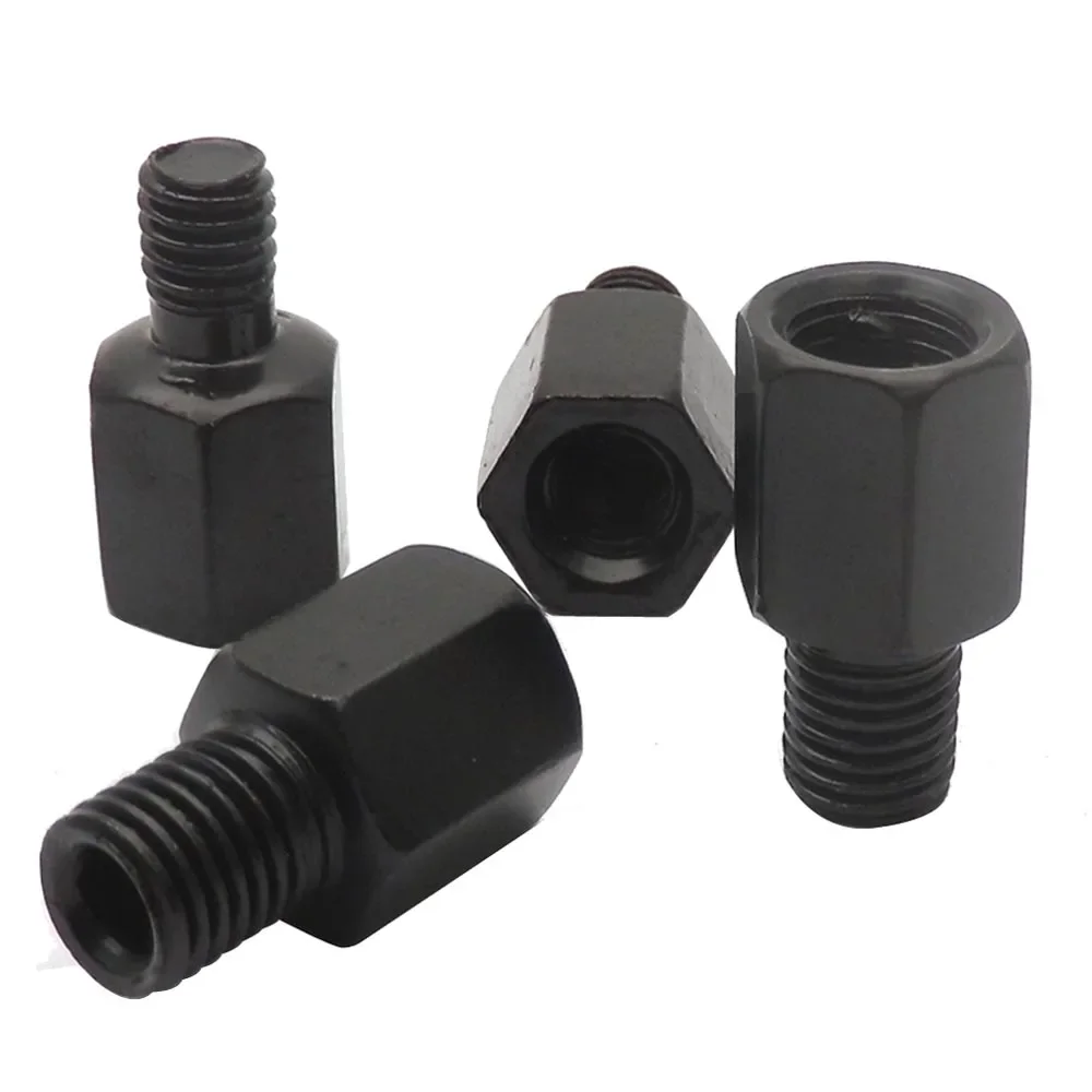 Paar schwarze Spiegeladapter M10 10 mm M8 8 mm Motorrad-Rückspiegel-Konvertierungsschraube im Uhrzeigersinn, Rechtsgewinde – Detail 4