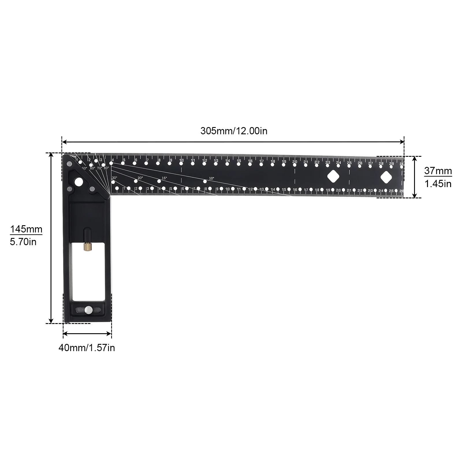 High Precision Laser Engraving Woodworking Ruler Multifunctional Aluminum Alloy Measuring Ruler Scale