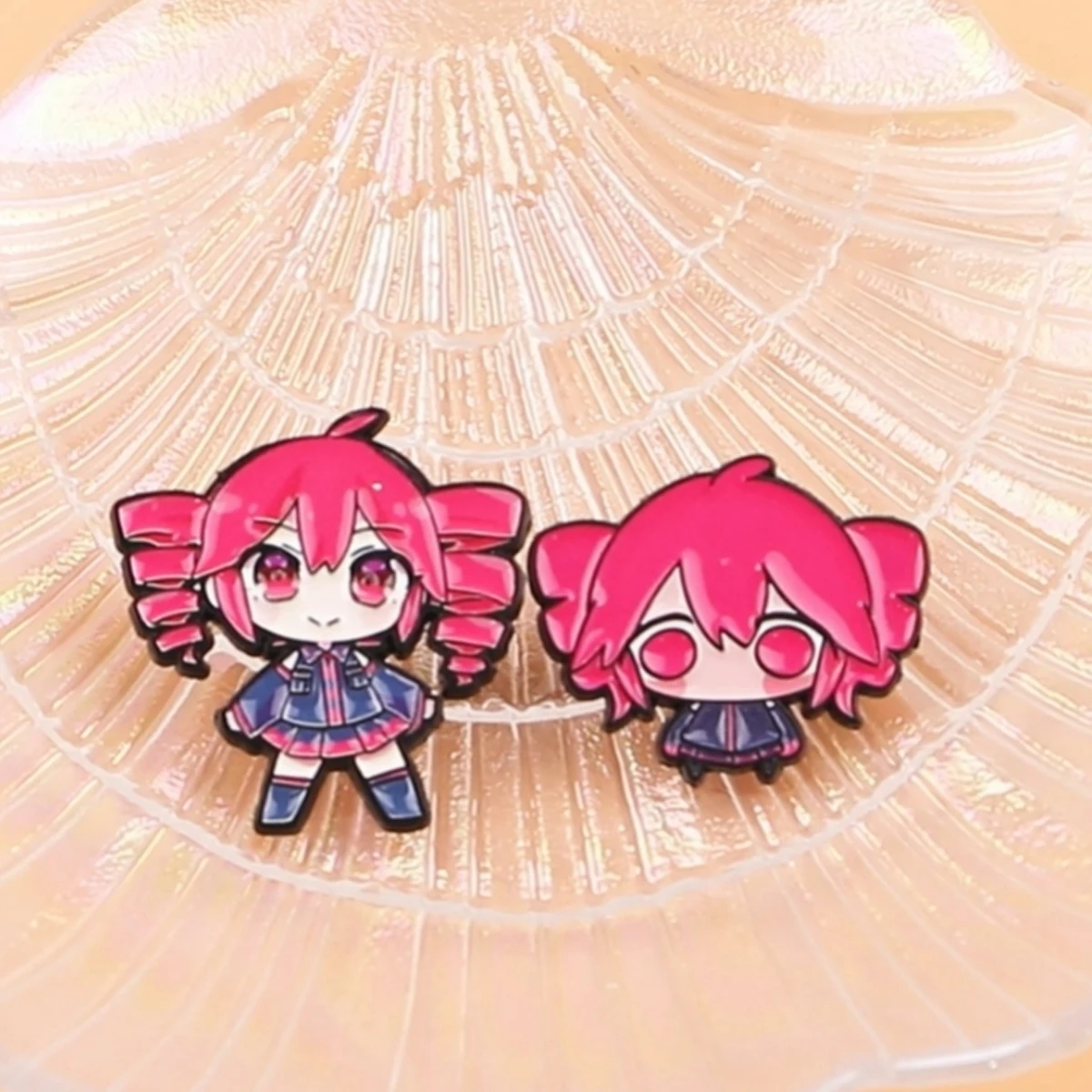 2pcs Cute Pink Haired Anime Girl Brooches Set Kawaii Enamel Pins for Women Girls Clothing Hat Bag Accessories Cosplay Gift