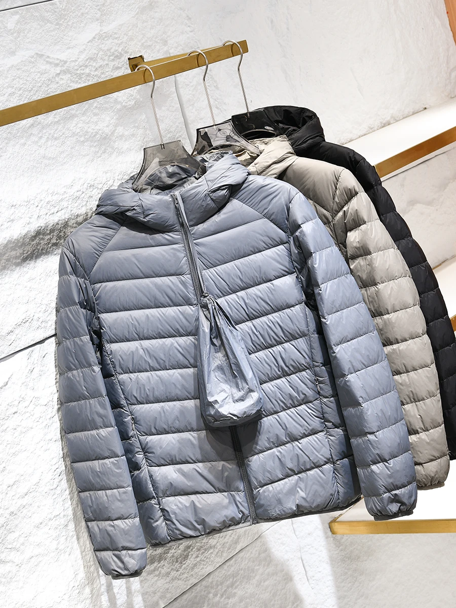 

Men's Lightweight down Jacket Hooded Duck down Puffer Coat Warmth Compactable Autumn Winter Fashion Urban Style Zipper Closure