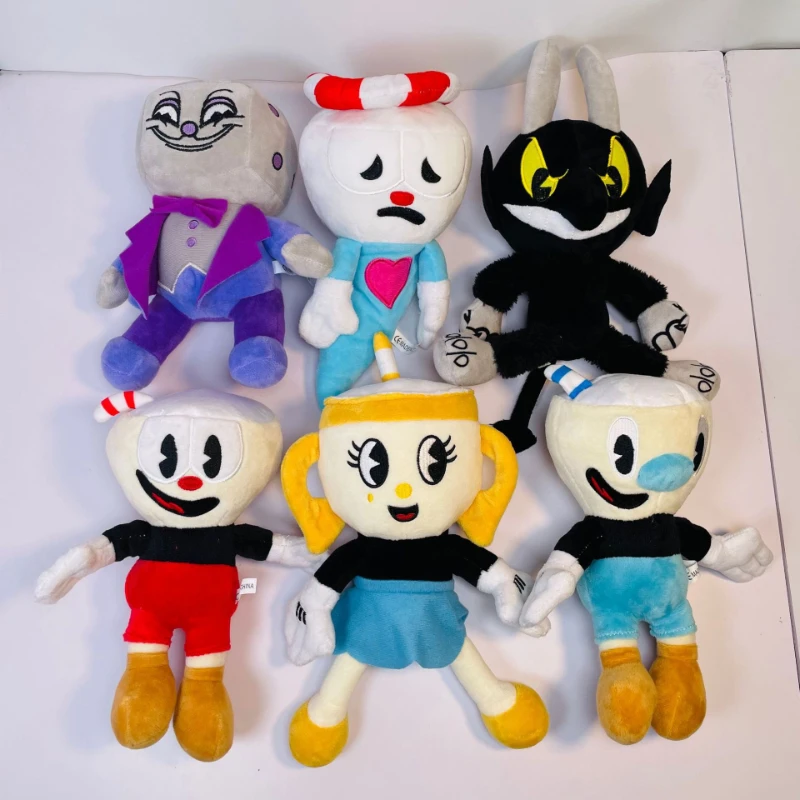 

The Cuphead Plush Toys Mugman The Chalice King Dice Stuffed Dolls Cartoon Game Plushies Figure Kid Peluche Pillow Christmas Gift