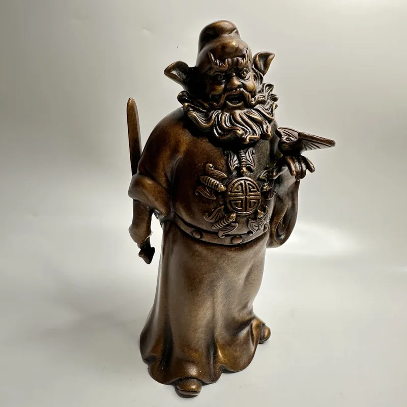 Antique Bronze Zhongkui Figurine Statue of the Celestial Sage for Hom Living Room Office