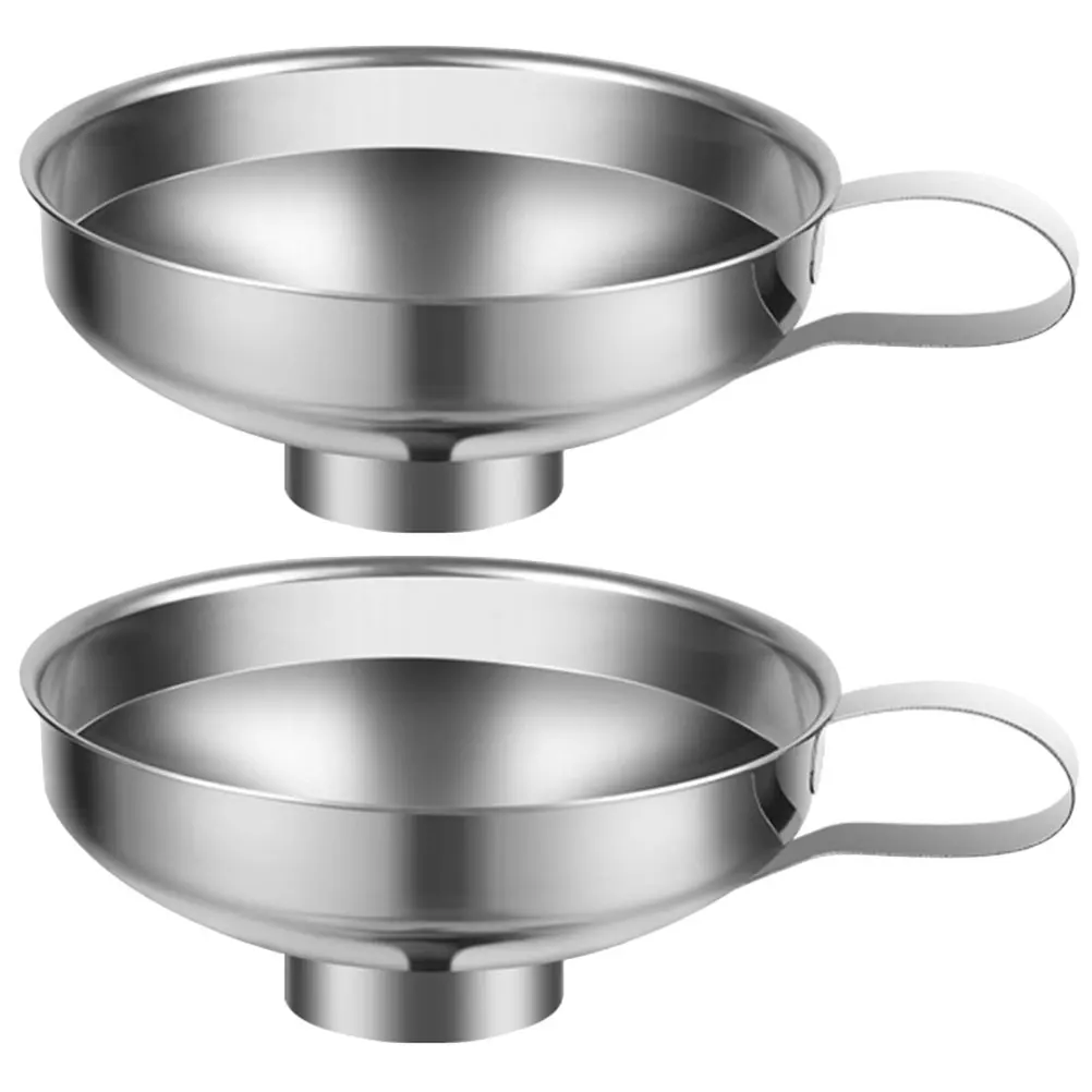 

2Pcs Wide Mouth Funnel Stainless Steel Canning Kitchen Accessories Silver Metal Funnels for Mason Spice Powder