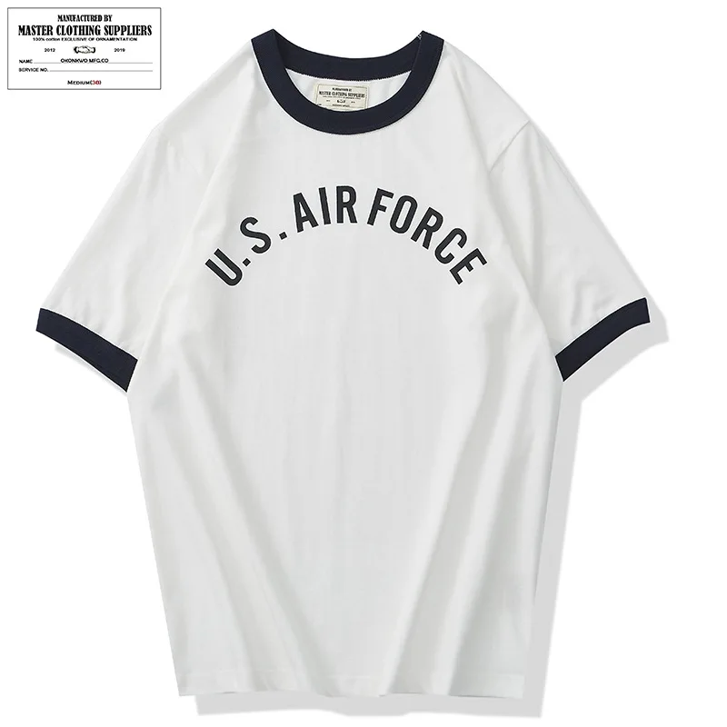 230g Colorblock Raglan T-Shirt Air Force Military Short Sleeve AMEKAJI Outdoor Hiking Riding Cycling College Clothes Trekking