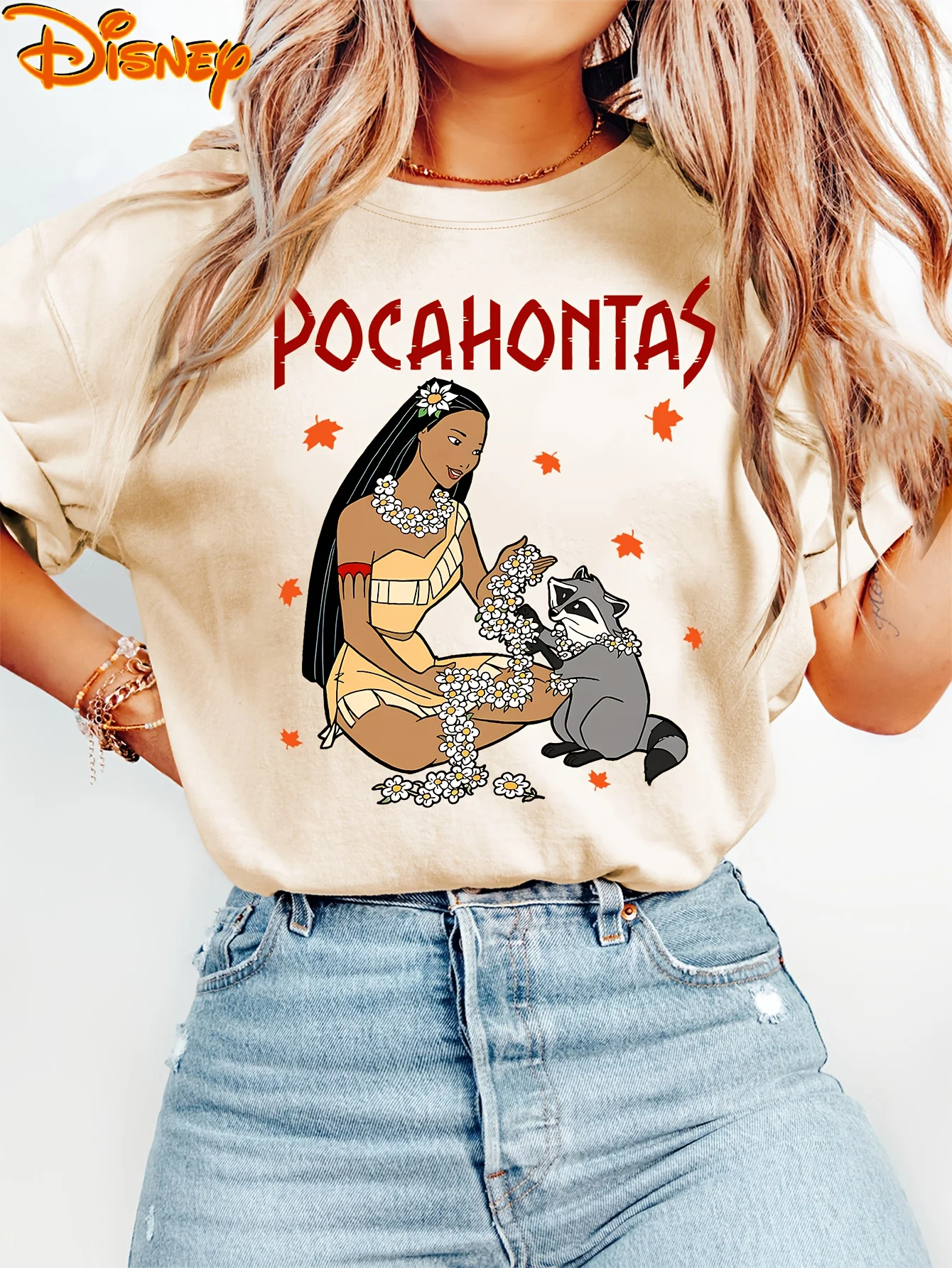 

2025 Disney Pattern Printed Women's Casual Comfortable Unique Smiling Face Black Round Neck Short Sleeve T-shirt
