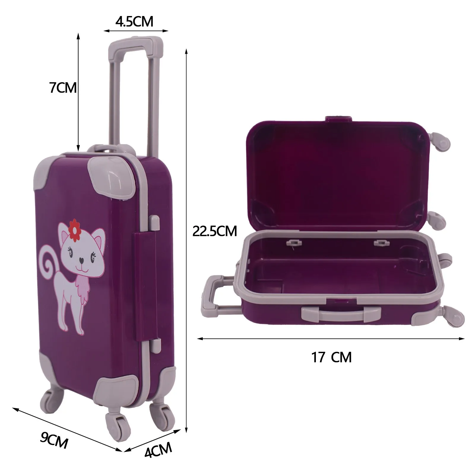 All Purple Dress,Suitcase For 18Inch American Doll 43cm Baby Doll Clothes Accessories Shoes,Girls Toys,Generation,Birthday Gift