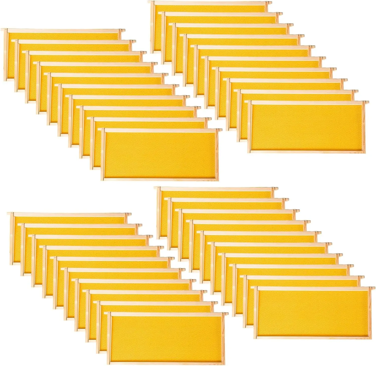 

40 пчелиных рамок для глубокого разведения пчел с восковой основой, 9-1/8 дюйма, желтые, для пчеловодства