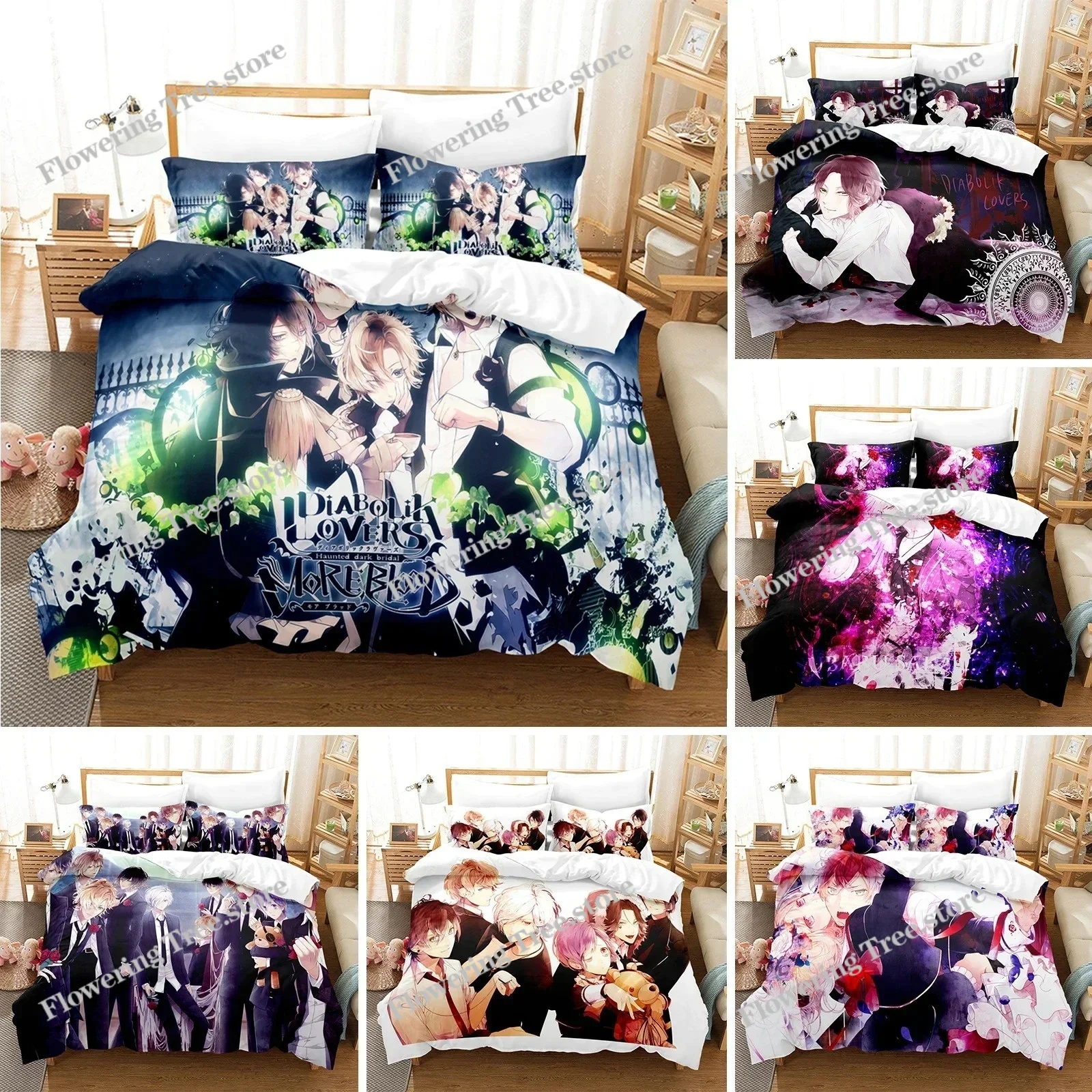 

Anime Diabolik Lovers Bedding Set Duvet Cover Bedroom Comforter Covers Single Twin King Size Quilt Cover Home Textile