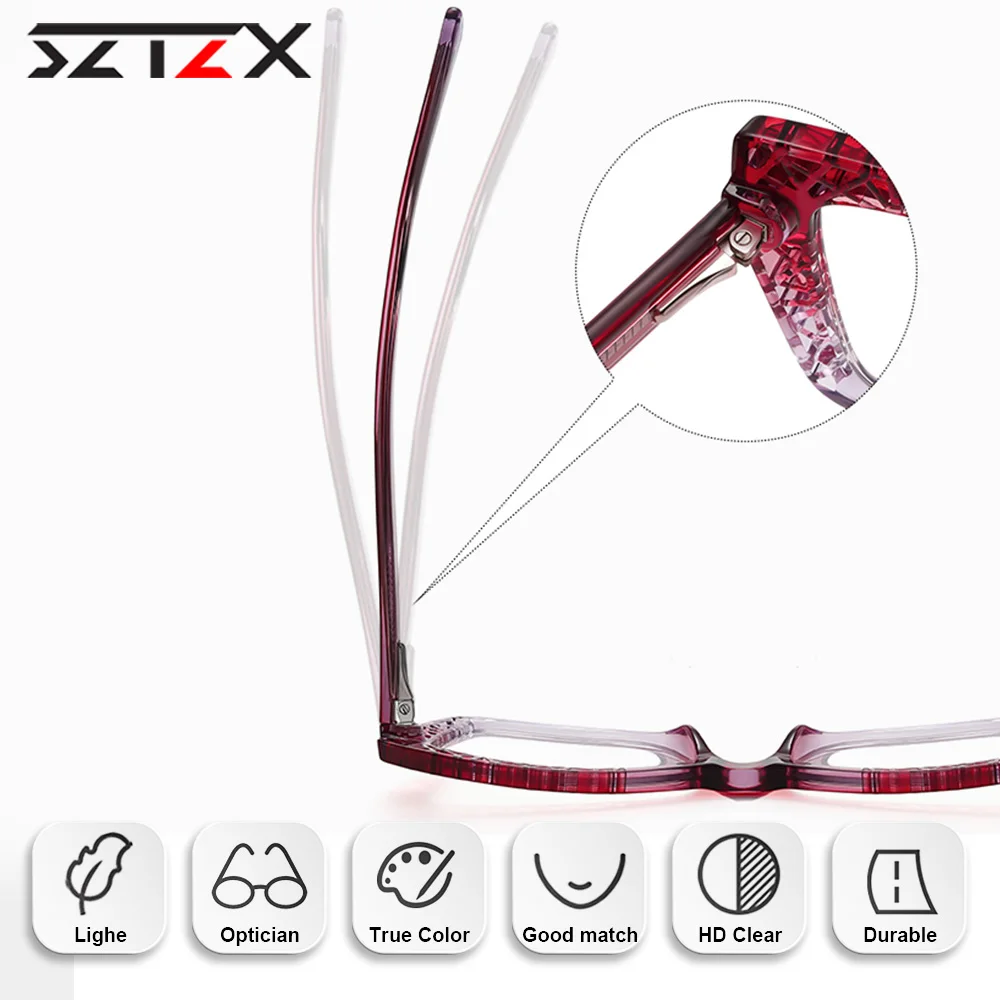 SZTZX الكلاسيكية النساء مضلع قصر النظر القراءة النظارات الطبية الجوف التدريجي تصميم الضوء الأزرق تصفية النظارات البصرية متعددة البؤر