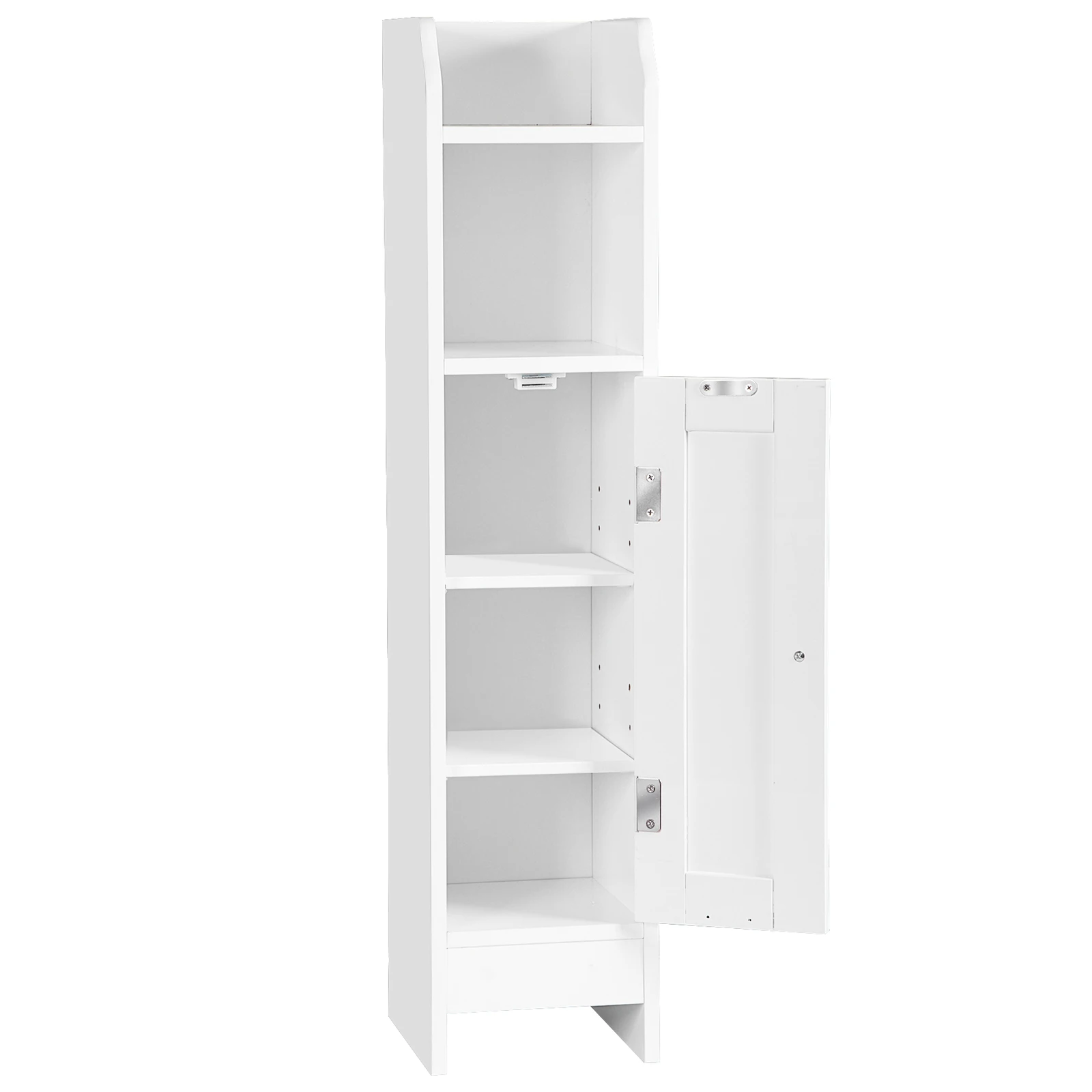 

Small Bathroom Storage Cabinet White Floor Standing with Door and Shelves Modern Space Saving Organizer for Compact Bathrooms