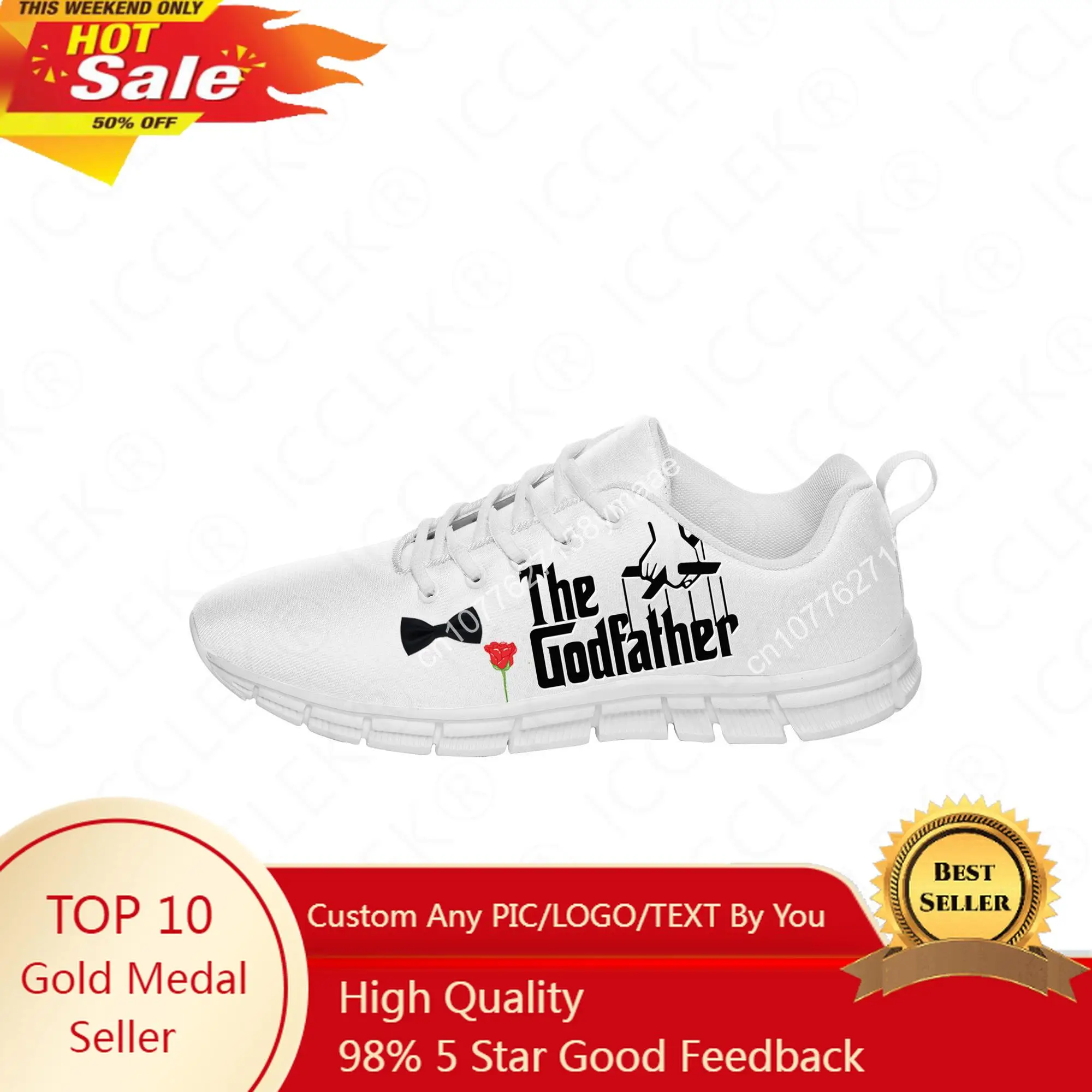 Movie The Godfather Low Top Sneakers Mens Womens Teenager Casual Shoes Canvas Running Cloth Shoes 3D Breathable Lightweight shoe