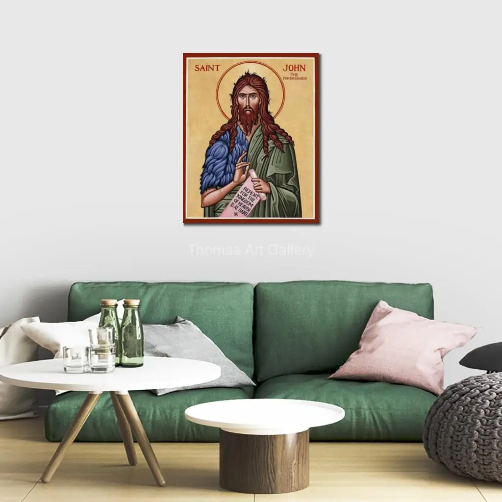 St. John the Baptist Greek Orthodox Icon HD Canvas Print Forerunner of Christ Byzantine Art for Home Altar and Church Decor