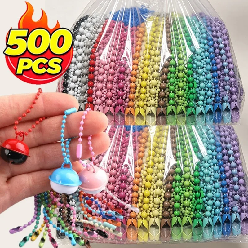 10-500pcs DIY Handmade Ball Bead Chains Sliver Colorful Key Chain Dolls Label Hand Tag Connector for DIY Jewelry Making Tools