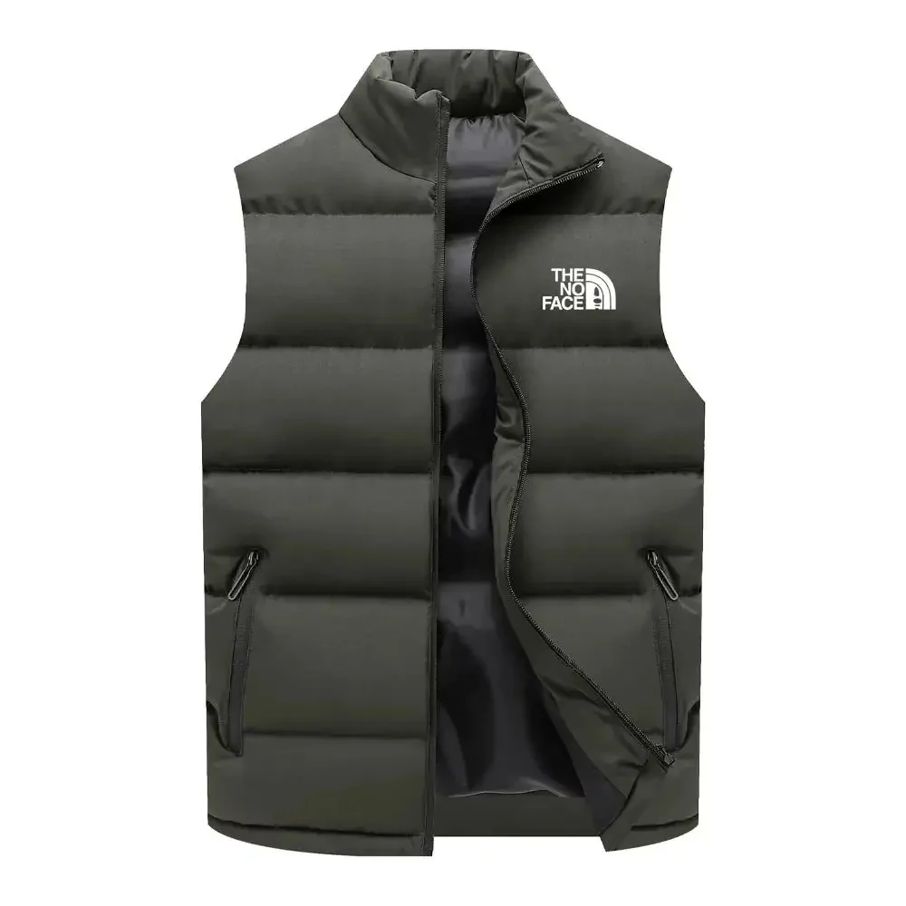 2024 new men's vest sleeveless warm winter jacket waterproof zipper jacket autumn collar standing casual and fashionable sleevel