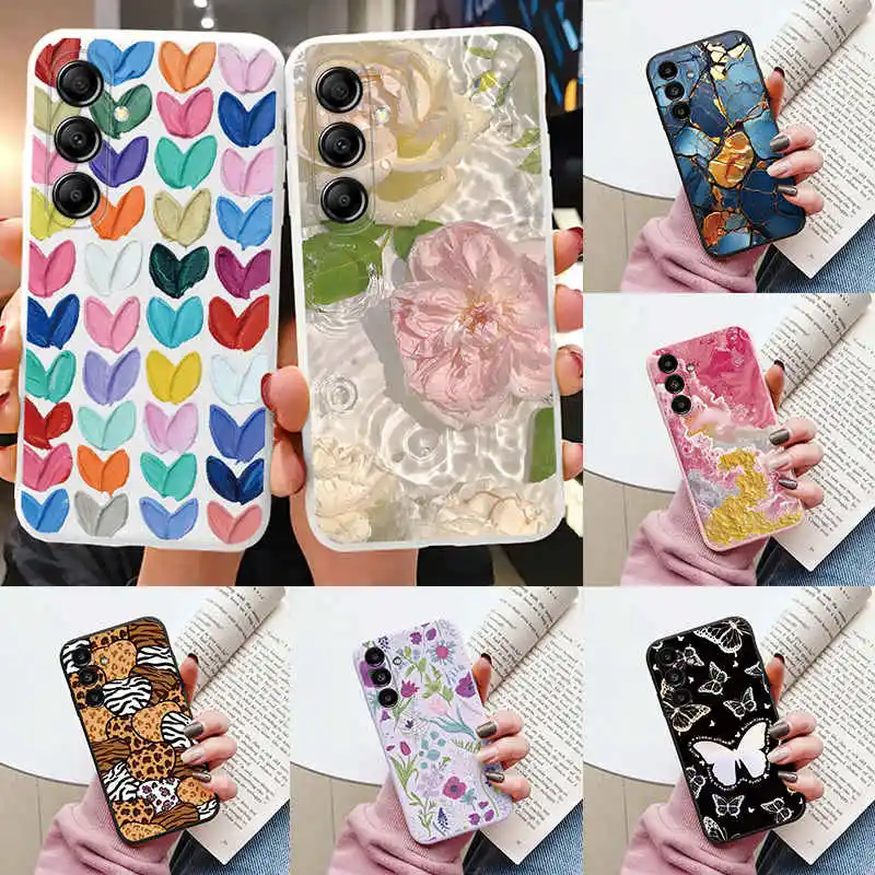 Case For Samsung Galaxy A14 A15 A24 A34 A54 A24 A35 A55 M14 M15 F15 M34 F34 M34 M54 M55 C55 F55 Cover Leopard Print Soft Fundas