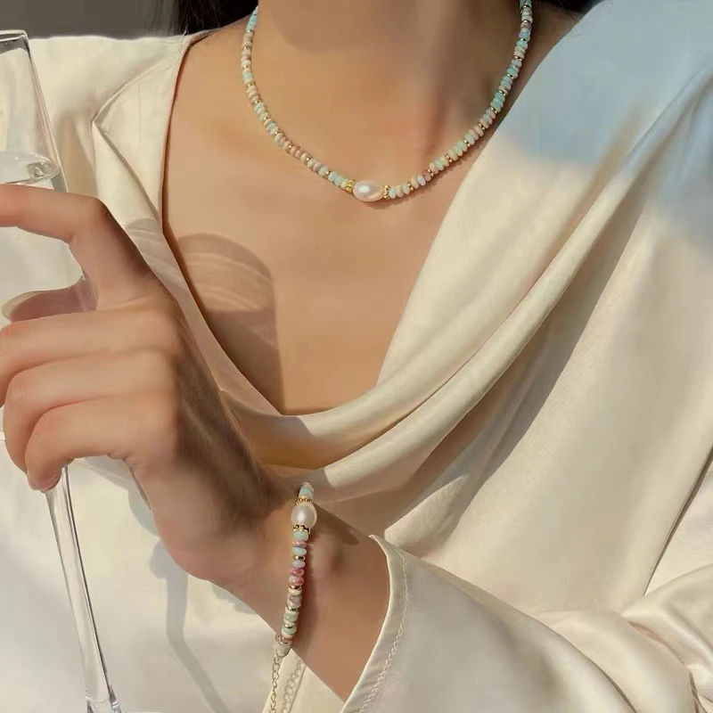 Vacation Style Natural Stone Bead Pearl Pendant Bracelet For Women\'s Fashion Jewelry sets Unusual Bracelet Accessories For Party