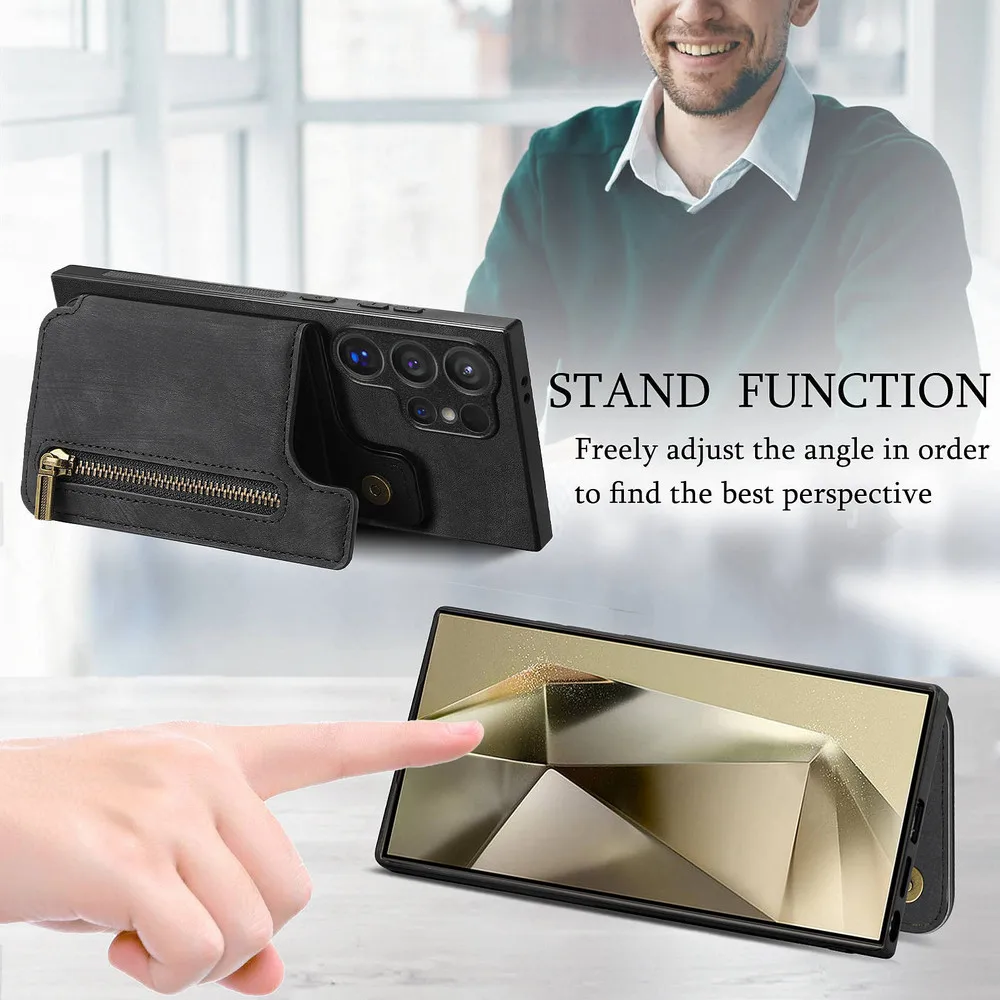 Zipper Leder Brieftasche Coque Für Samsung Galaxy S24 S23 S22 S21 Hinweis 20 Ultra S20 FE 5G Zurück funda Für Galaxy Note 10 Plus Etui