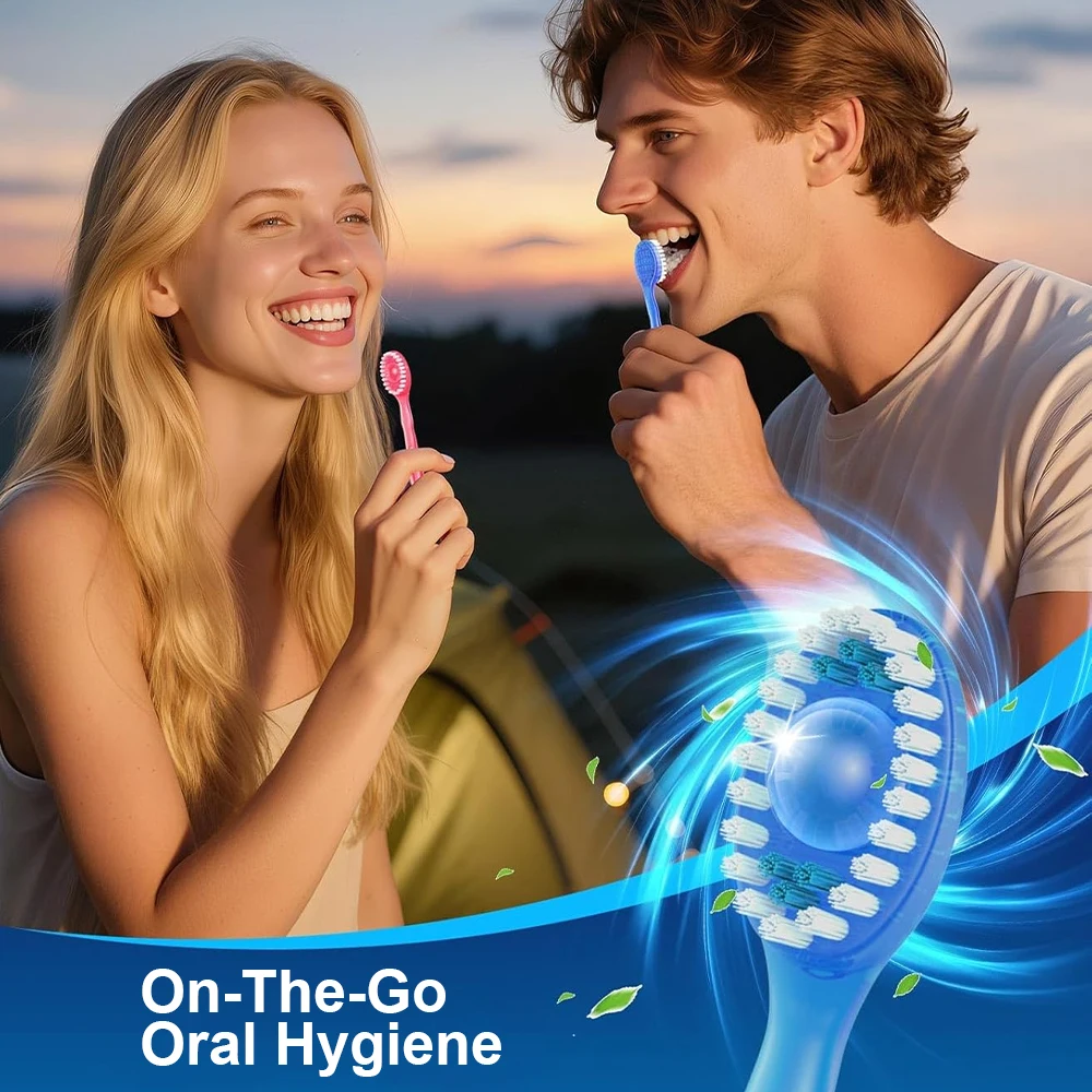 12pcs Independent Packag Mini Travel Toothbrush with Toothpaste Disposable Dental Floss Tongue Scraper Fresh Breath Oral Care