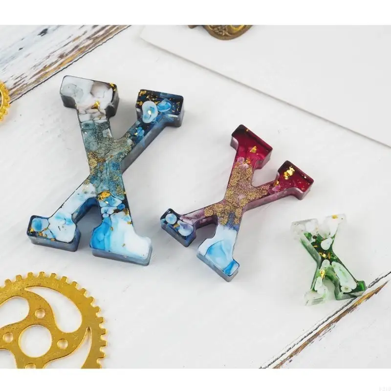 

F2TD Large English Alphabets Earrings Silicone Epoxy Resin Mold DIY Keychain Pendant Jewelry for Luggage Tags Bag Accessories