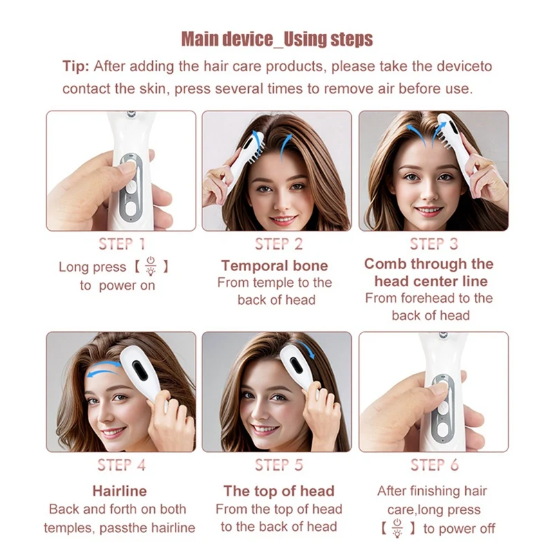 مشط تدليك الساق الكهربائي، أداة توزيع زيت الشعر، مدلك فروة الرأس لعلاج نمو الشعر، زيت أساسي سائل