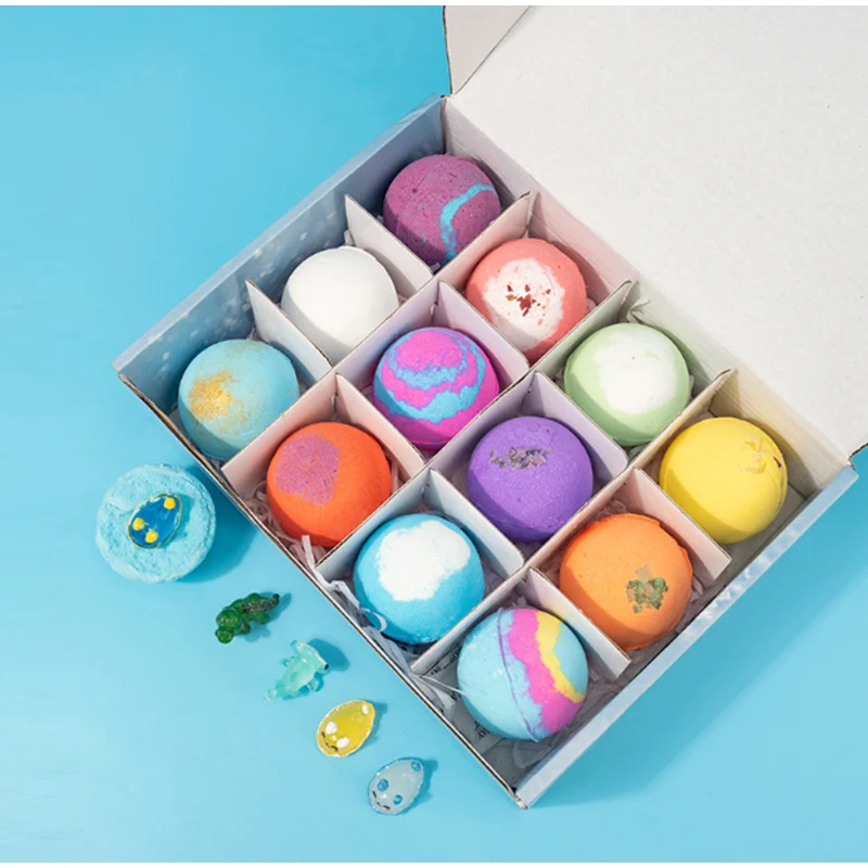 

12pcs Kids Bath Ball Kids Bath Salt Ball Gift Box Natural Organic Land & Sea Toys Handmade Ball For Kids For Dry Skin Moisturize