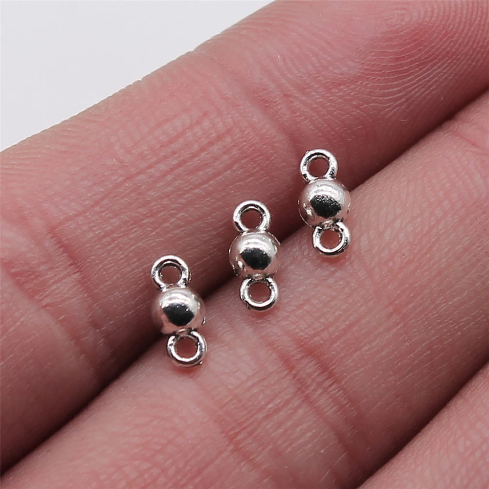 Breloques de connecteur de petite boule pendentif en alliage, 40 pièces, bricolage, résultats de bijoux, couleur argent Antique 4x8mm
