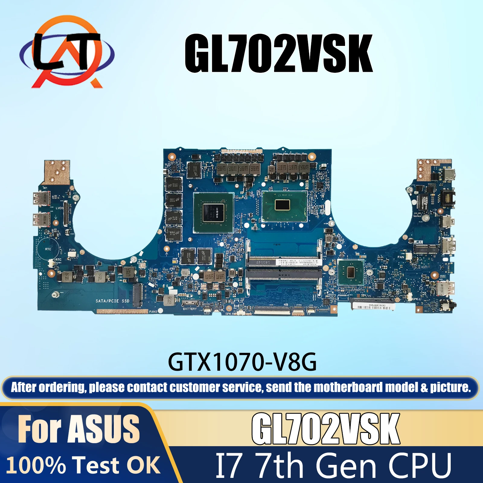 GL702VS Gaming Mainboard For ASUS ROG Strix S7VS GL702VSK Laptop Motherboard GAME Black Myth I7-7700HQ GTX1070-V8G DDR4 17inch