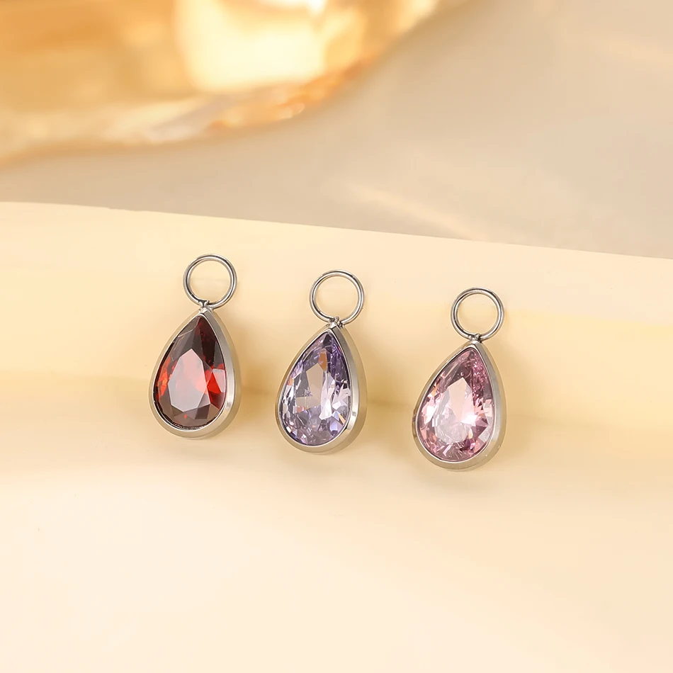 1pc Titanium Waterdrop Teardrop CZ Charm for Lobe Ear Piercing Belly Dangle Drop Hoop Earrings view 6