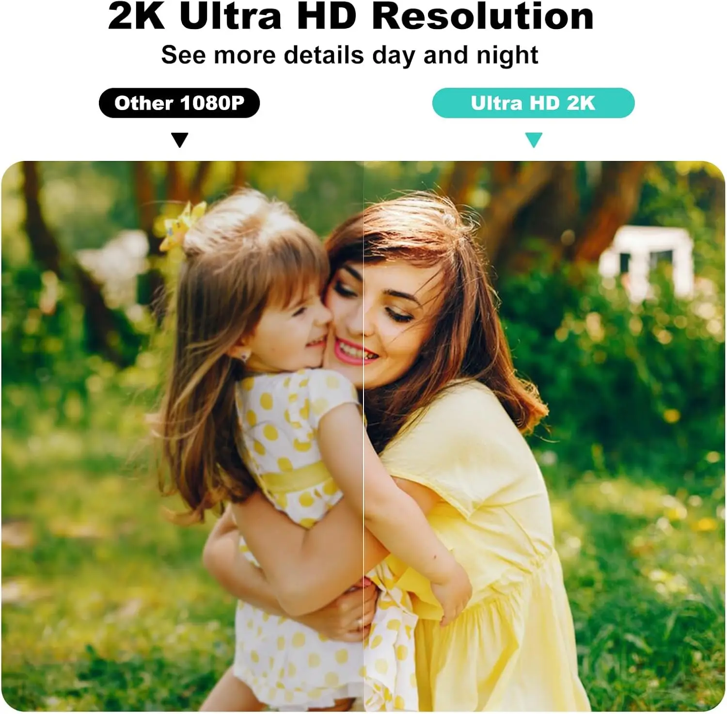 2K UHD Smart Wireless Security Camera for Indoor and Outdoor Use, Battery Powered WiFi Camera with Color Night Vision, Motion Detection, Two Way Audio, Weatherproof Design, Cloud and SD Card Storage for Home Security, Only Compatible with 2.4GHz WiFi