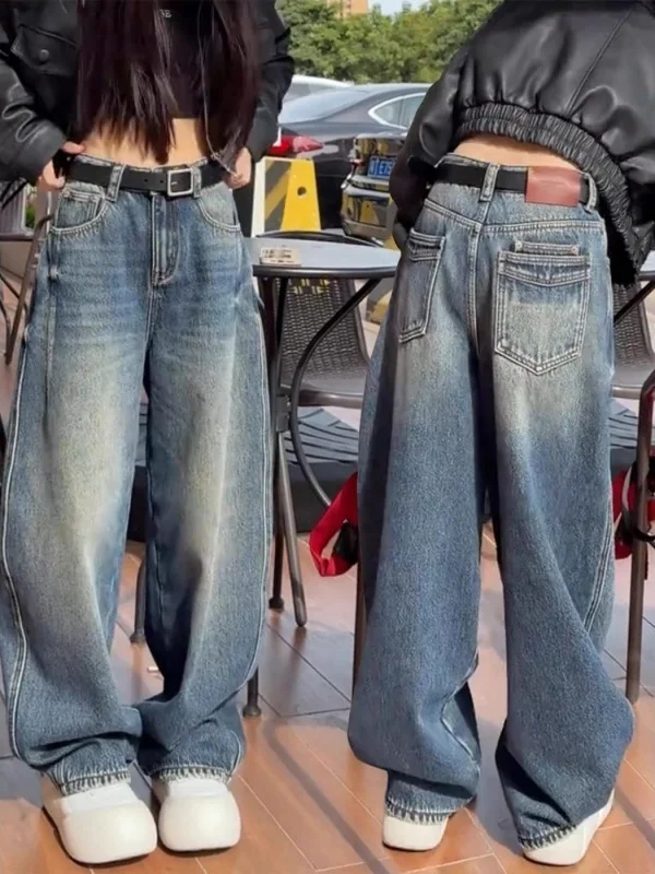 

High Waist Wide Leg Jeans Women's Commuter Straight Cut Slimming Denim Pants Spring Autumn New Style Vintage Knife