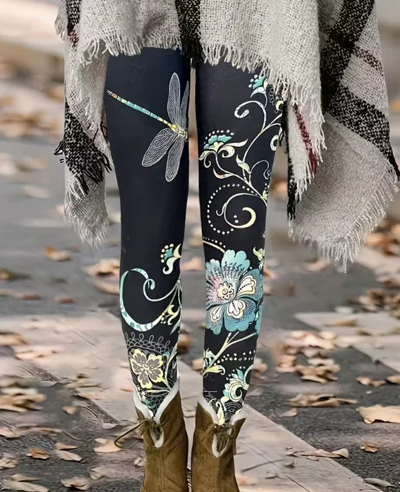 

Женские леггинсы, леггинсы с цветочным принтом в стиле ретро, эластичные тонкие колготки, сексуальные модные брюки для йоги, модные крутые брюки для тренировок