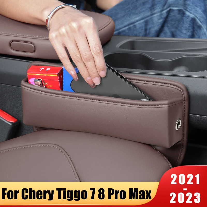 For Chery Tiggo 7 8 Pro Max PHEV 2021 2022 2023 Leather Car Seat Organizer Car Gap Storage Box Leak-Proof Pockets Accessories