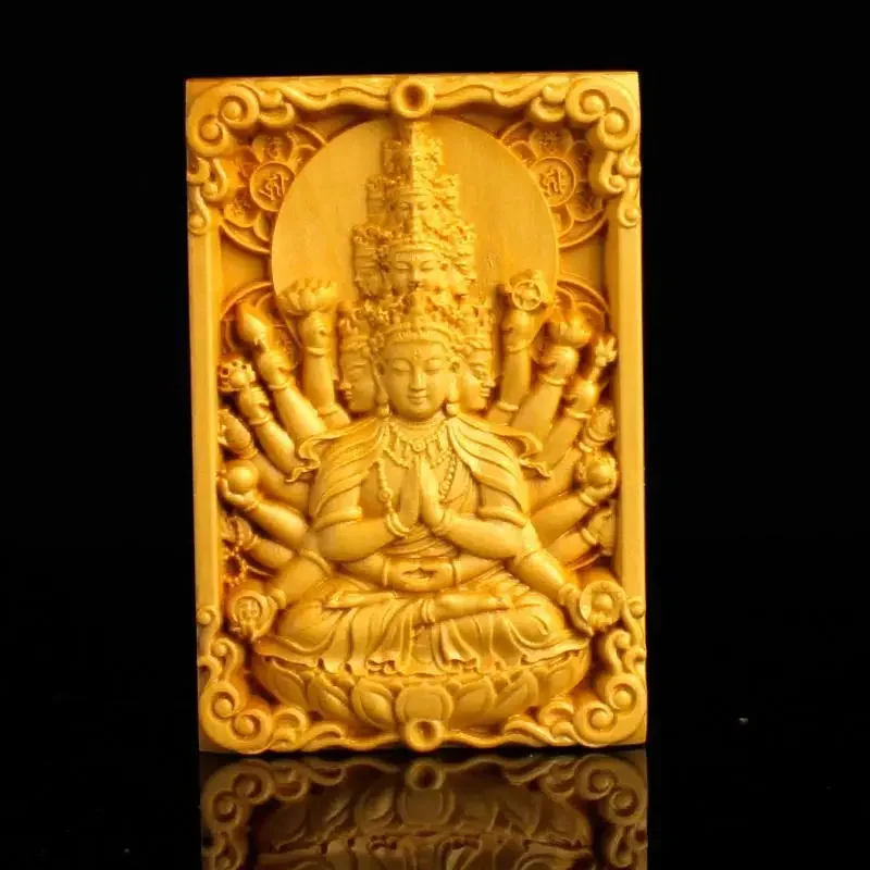 AngLang-Colgante de madera de boxeo para coche, amuleto colgante de marca, manillar artesanal de Tathagata, Guan Gong Guanyin, Panyan Get, tallado de 4 y seis