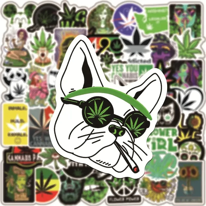 100PCS Weed Marijuana Leaves Plant Vinyl Stickers Decal For Bottles Waterproof Laptop Skateboard Computer Car Bike