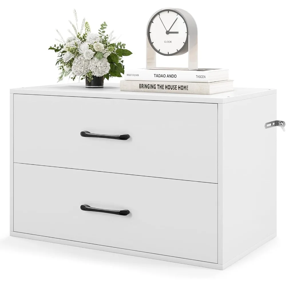 

Stackable 2-Drawer Dressers for Bedroom - Short Dresser Two Drawer Storage Cabinet w/Handles & Anti-Topping Device, Small Dress