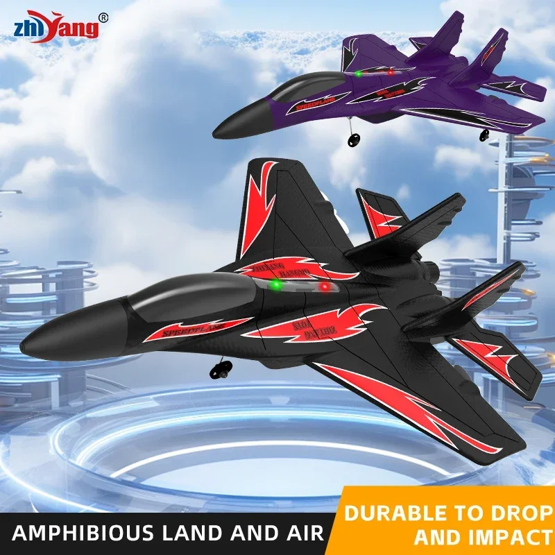 RC Plane Foam High-speed Fighter Glider Aircraft with Lights Amphibious Model Fixed Wing Fall Resistant ZY-420 Children Airplane