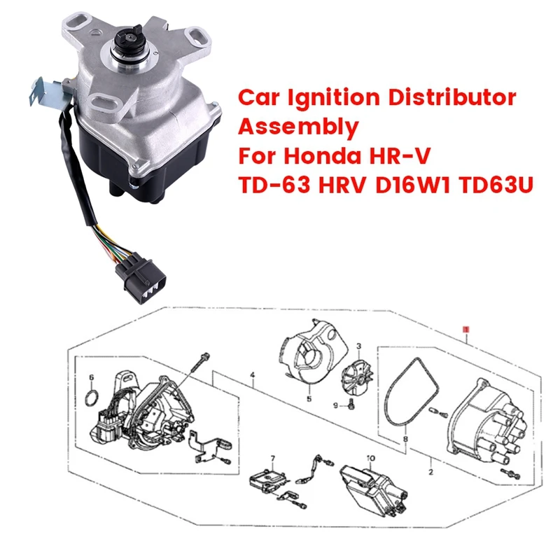 Car Ignition Distributor Assembly 30100-PEL-J01 30100-PE1-J01 TD63U For Honda LOGO HR-V TD-63 HRV D16W1 30100PELJ01