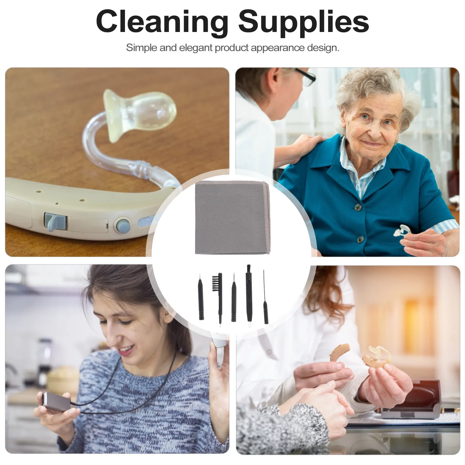 6Pcs Hearing Aid Cleaning Kit Professional Durable Universal Brush Accessories Easy to Use Hearing Amplifier Care Tool - view 5