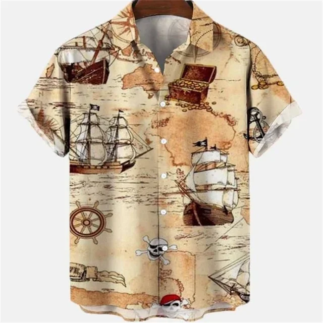 

Summer Men's Dragon Pattern Hawaii Shirts Casual Short Sleeve Vintage Beach Shirt Blouse New In Men's Party Shirt