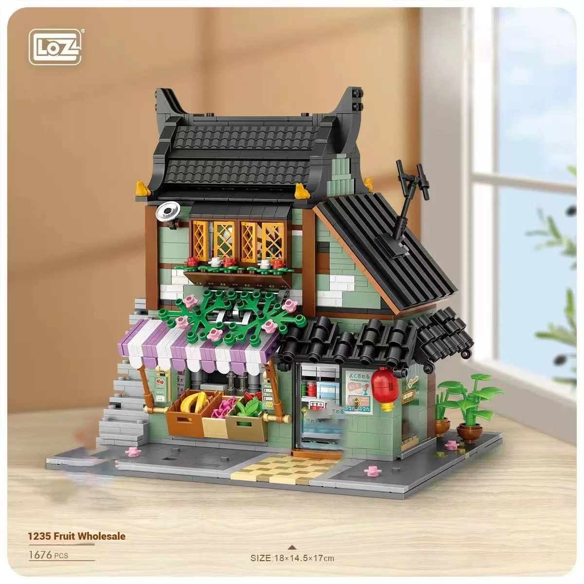 LOZ Japanse straatscène-serie bouwstenen speelgoedset, landschapsmodel snackstraat assemblagespeelgoed, verjaardagscadeau voor kinderen