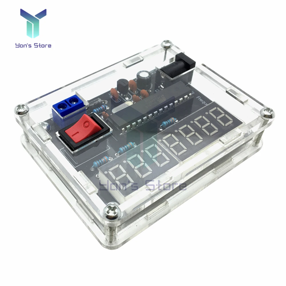 AVR LED Digital Frequency Meter DIY Kit 0.45HZ-10MHZ Frequency Counter with Acrylic Shell Cymometer 0.000 001Hz Resolution