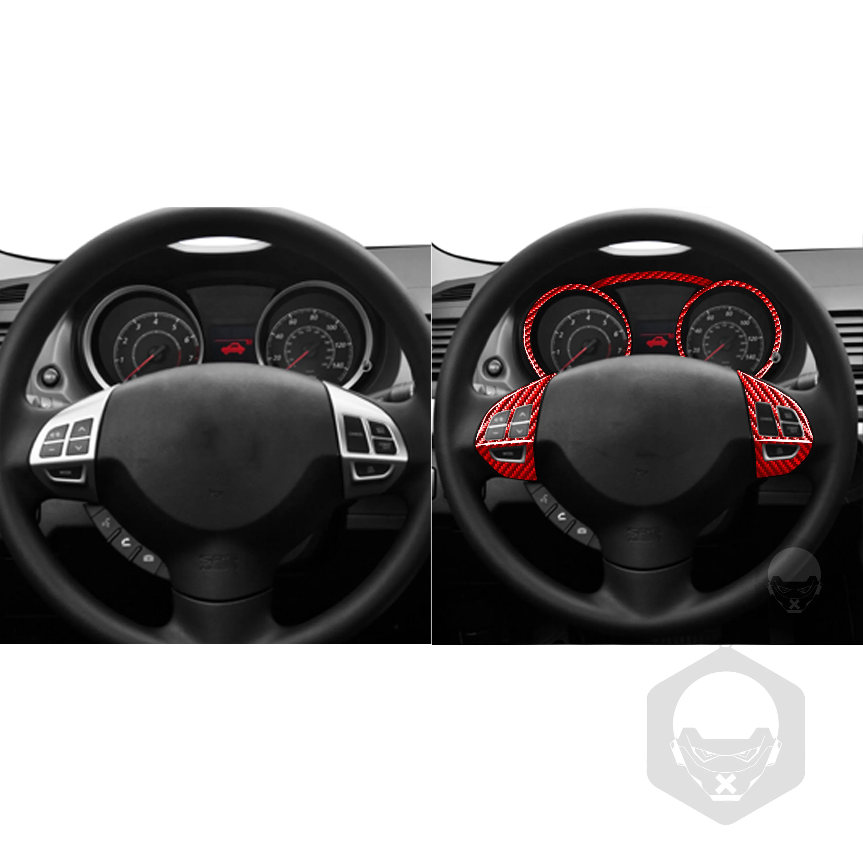 For Mitsubishi Lancer EVO X MR 2008-2015 Car Accessories Red Carbon Fiber Interior  Gare Lifting Storage Trim Sticker Set
