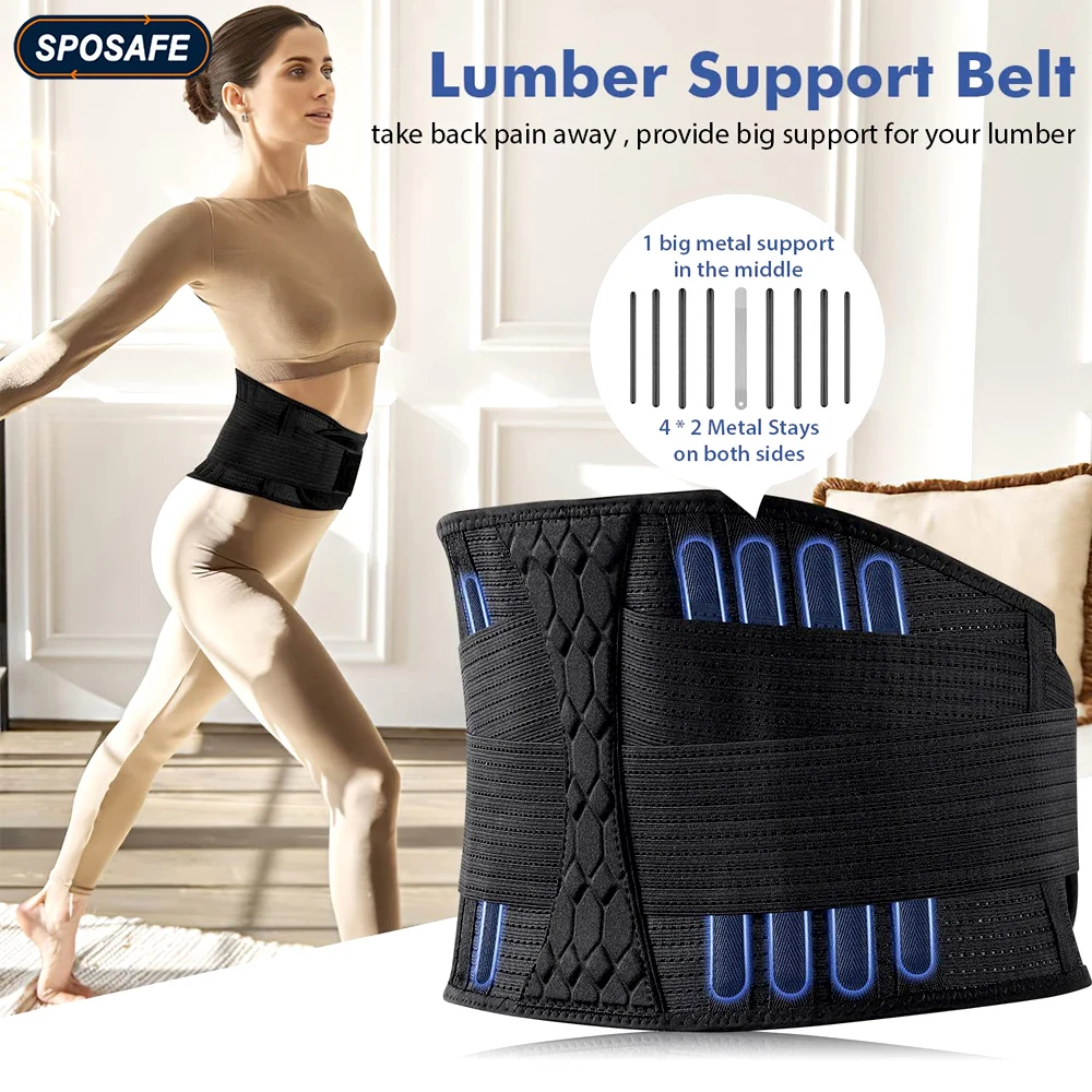 

Strong Lumbar Support Belt Breathable Lower Back Compression Brace for Men Women Lifting, Herniated Disc, Sciatica, Pain Relief