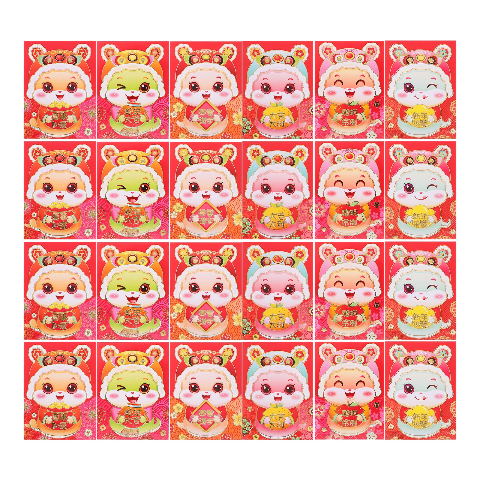 

36 Pcs Envelopes Cartoon Red New Year Packet Bag Lucky Money Packets Chinese Snake Hong Bao