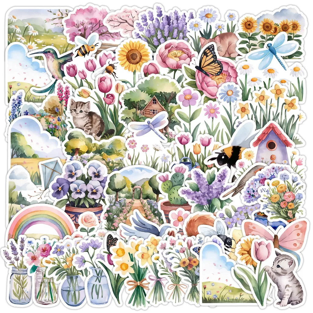 

50PCS Spring Series Graffiti Stickers - Waterproof Decor for Water Cup, Computer & Plant Illustration AnimeWorlds Store