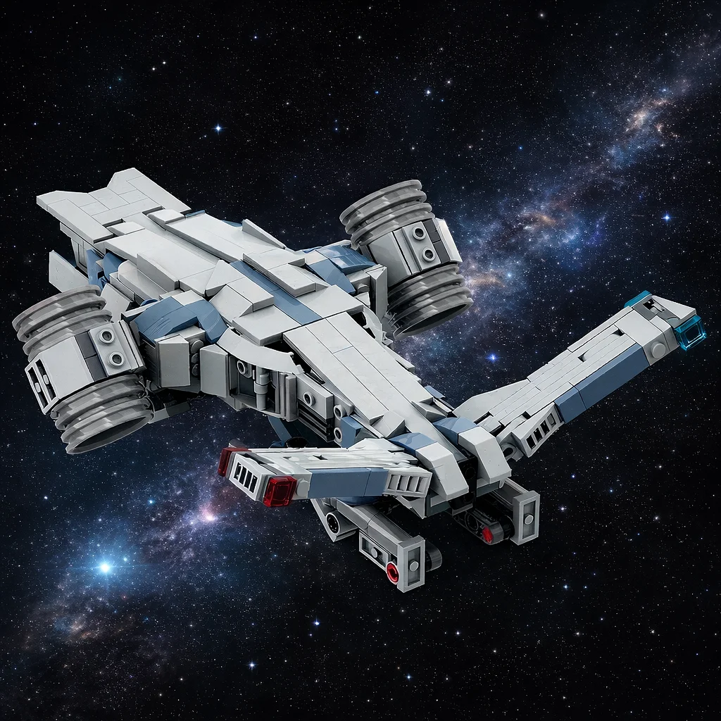 

Конструктор MOC «Космический корабль-эскорт»: Модель научно-фантастического истребителя, набор для самостоятельной сборки, игрушка-конструктор для настольного декора, совместимые блоки, подарок