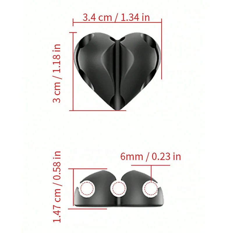 2pcs Heart-Shaped Mini Cable Winder Organizer USB Charging Cable Clips Desk Tidy Organiser Holder Protectors in Home Office Car view 6