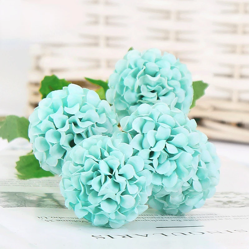 Artificial Flower Silk Ping-pong Chrysanthemum Fake Flowers Green Plant Home Dining Table Decoration Simulation Champagne Floral